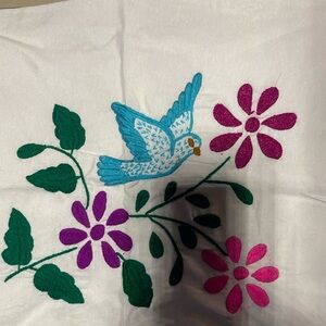 Embroidered Handmade Floral and Bird Design Pillow Cover Pairs